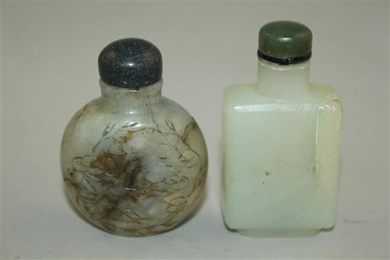 Two Chinese jade snuff bottles, 5cm